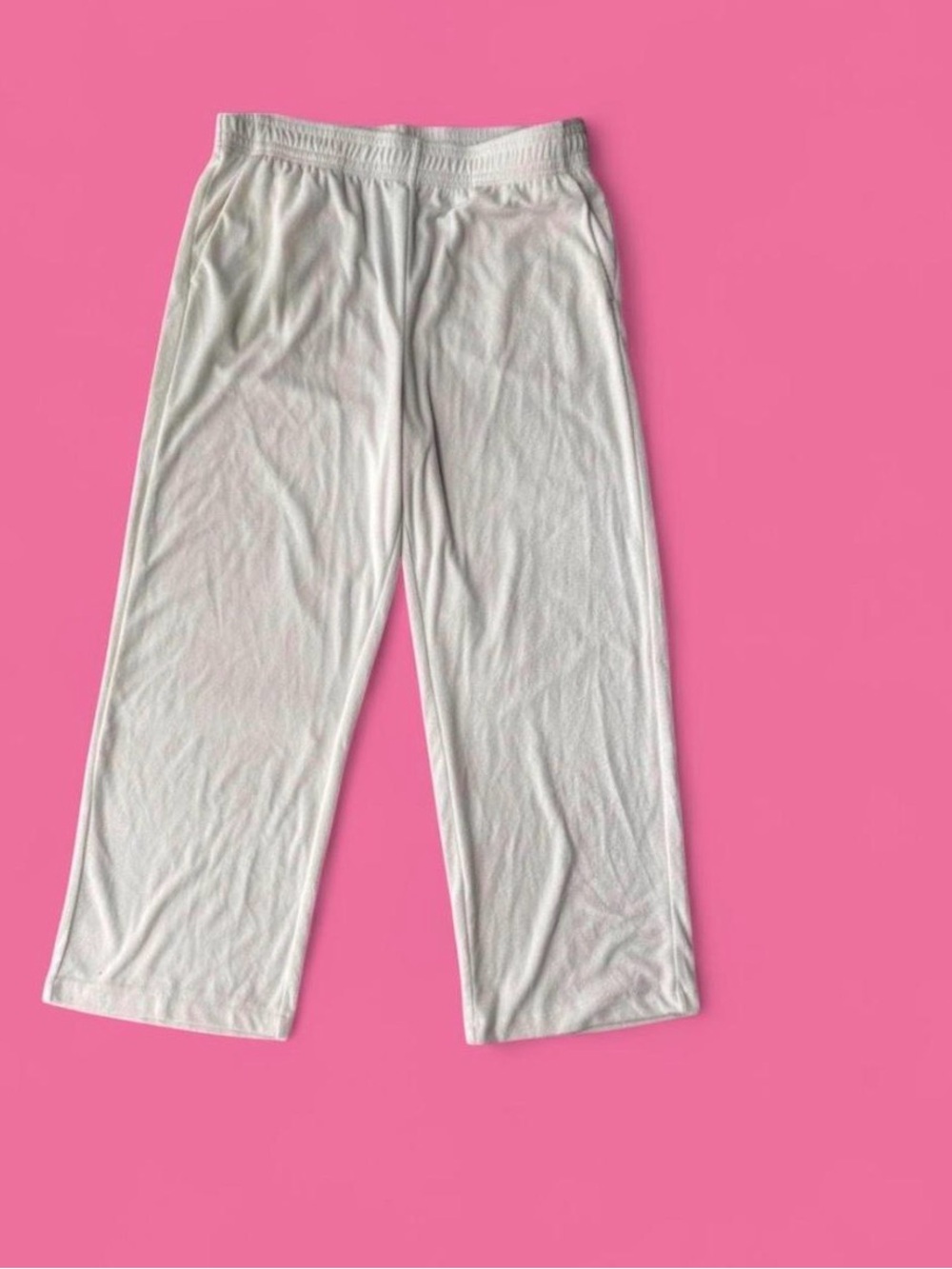 H&M Coastal grandmother Cream terry Wide Leg Elastic Waist Pants